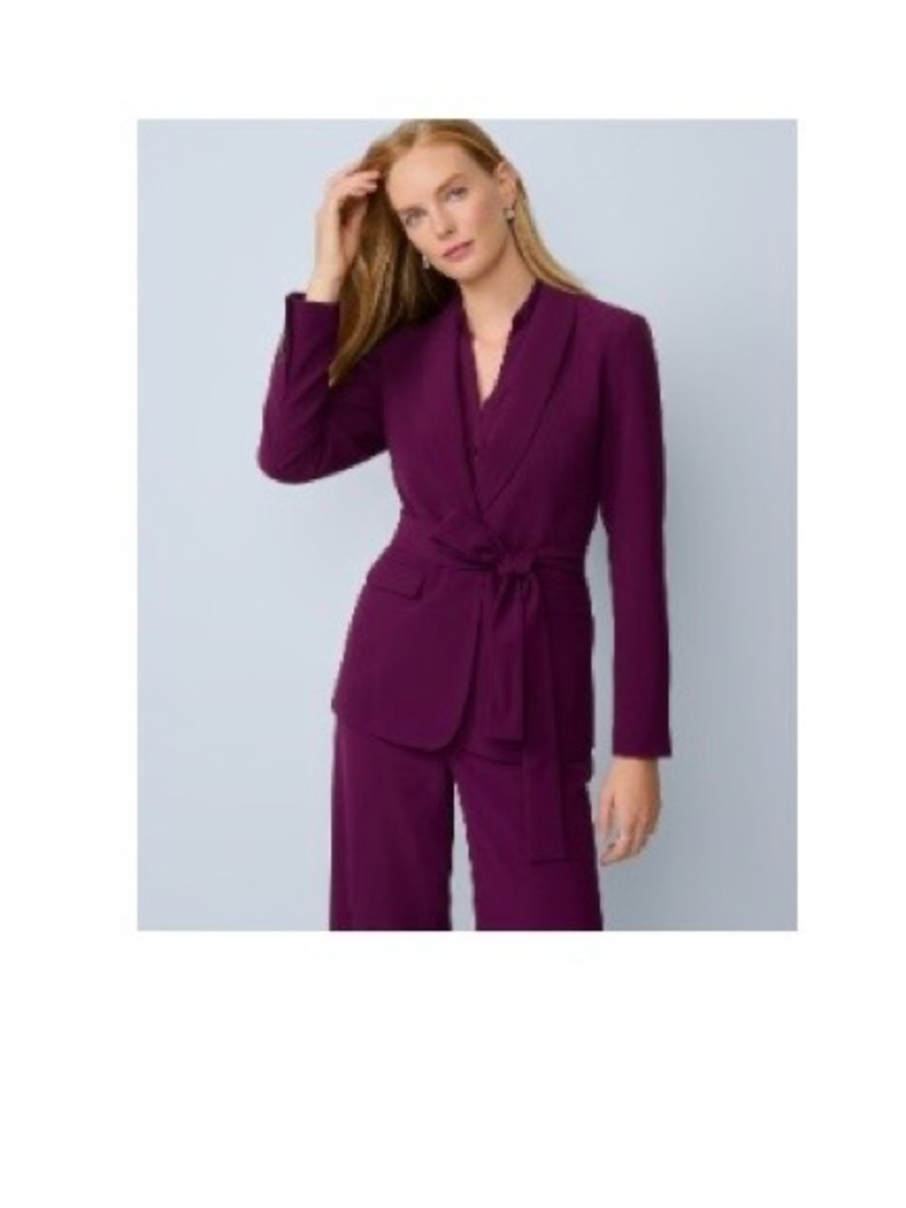 Ann Taylor Plum Tie-Waist Blazer